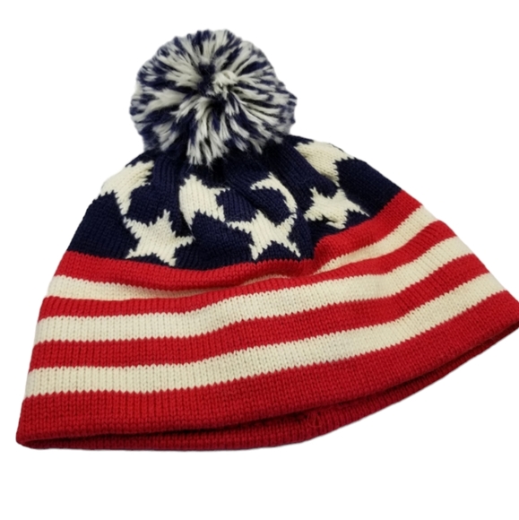 Vermont Originals Other - American Flag Beanie Pom Winter Hat Wool Stars And Stripes Vermont Originals OS